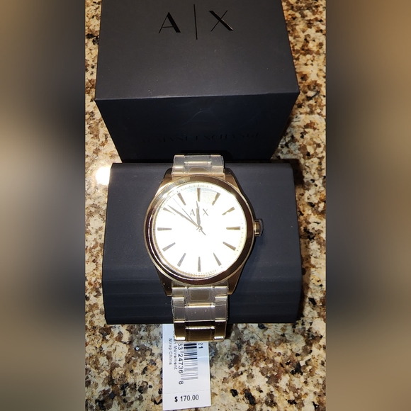 Armani Exchange Three-Hand Gold-Tone Stainless Steel Watch - Picture 2 of 11